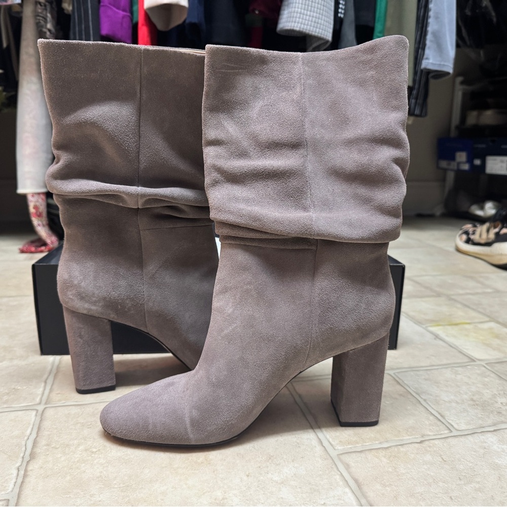 Banana Republic Taupe Suede Heeled Boots size 9.5